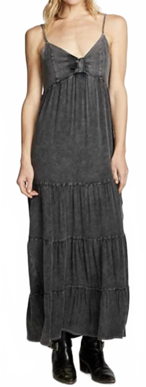 NEW CHASER heirloom wovens maxi dress in black cloud wash